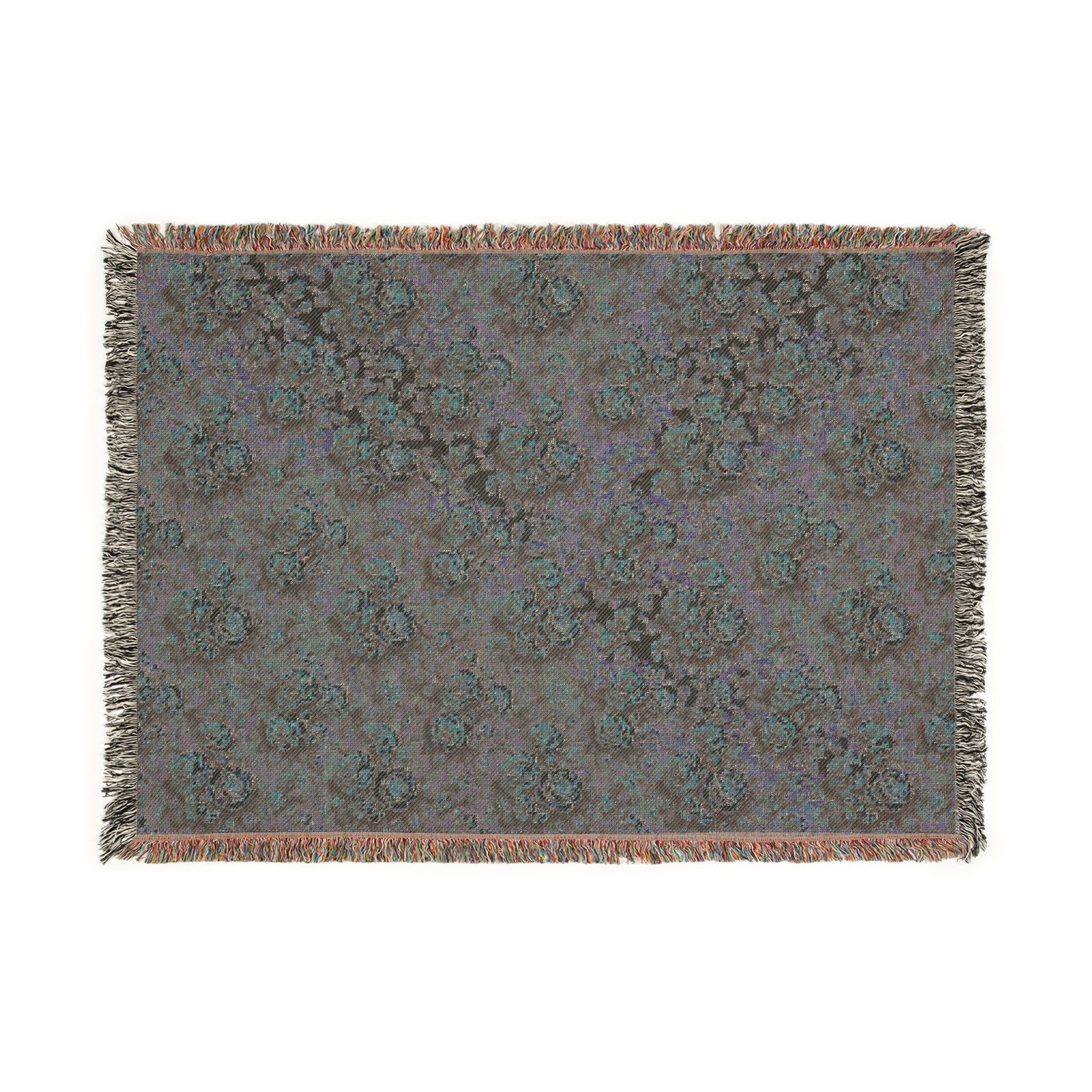 Vintage Rose Woven Throw Blanket | Floral Tapestry in Dusty Pink & Gold or Romantic Pink & Black - Image 2
