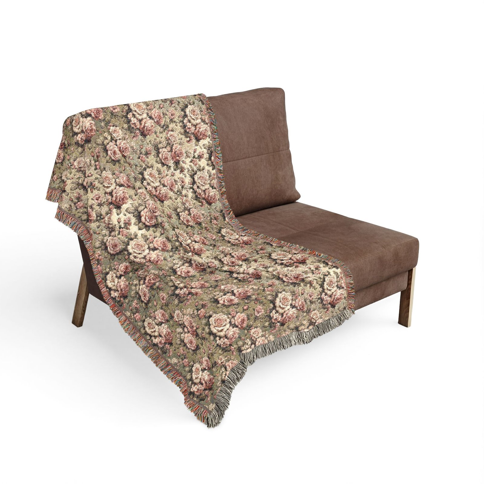 Vintage Rose Woven Throw Blanket | Floral Tapestry in Dusty Pink & Gold or Romantic Pink & Black - Image 6