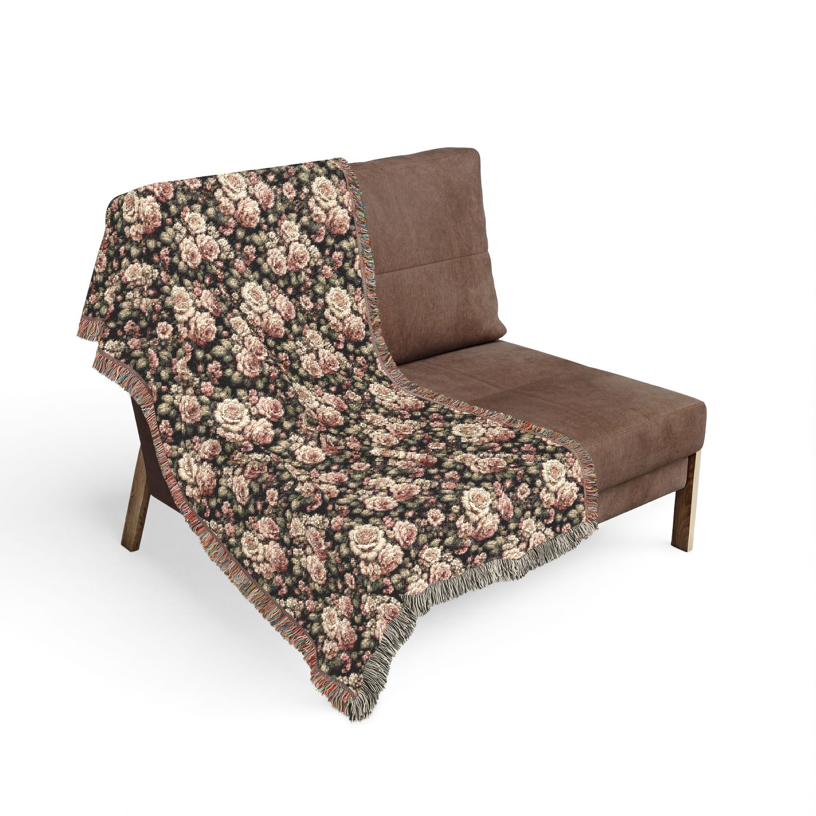 Vintage Rose Woven Throw Blanket | Floral Tapestry in Dusty Pink & Gold or Romantic Pink & Black - Image 12